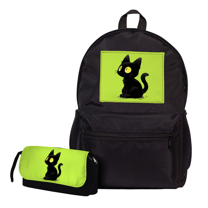 کوله پشتی مدل گربه سیاه به همراه جامدادی