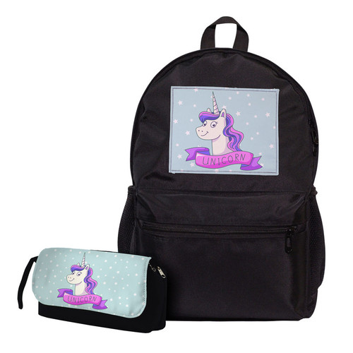 کوله پشتی طرح اسب تکشاخ کد 7014 Unicorn به همراه جامدادی