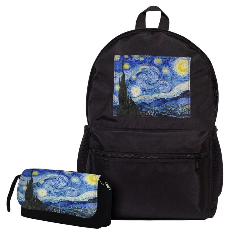 کوله پشتی و جامدادی طرح شب پر ستاره ونگوگ The Starry Night