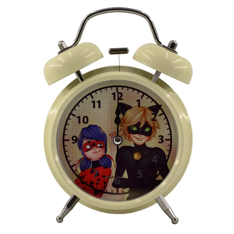 ساعت رومیزی کودکانه طرح انیمیشن دختر کفشدوزکی و پسر گربه ای کد Ladybug Cat Noir
