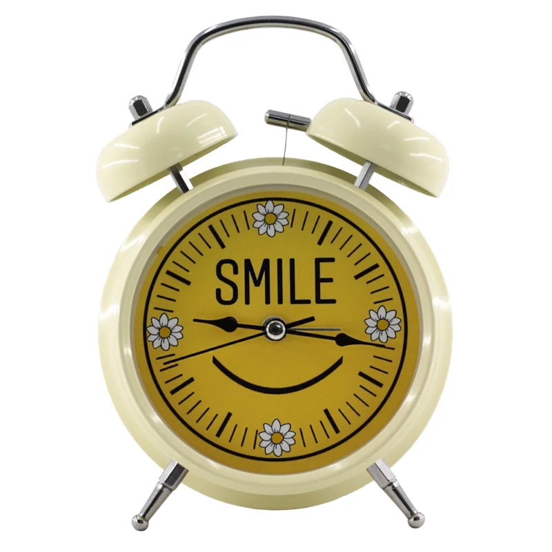 ساعت رومیزی زنگدار طرح گل و لبخند کد Smile