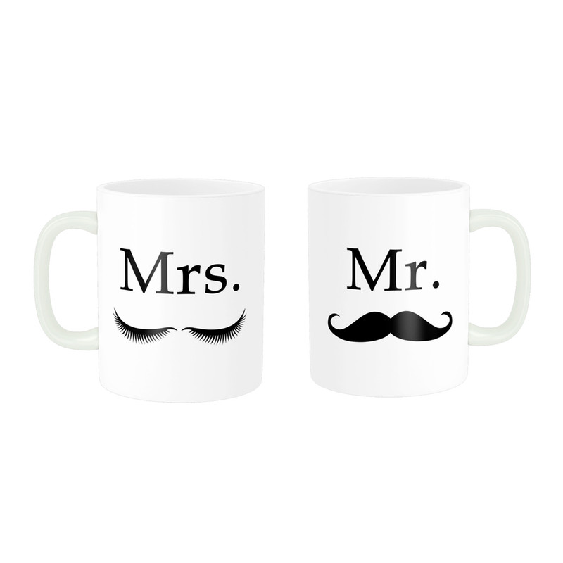 ماگ ناریکو طرح فانتزی مدل ست عاشقانه Mr  Mrs کد 02 مجموعه دو عددی