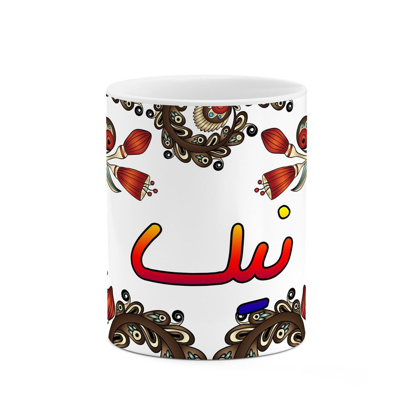ماگ کاکتی مدل اسم نیلسا طرح سنتی گل و بته کد mgh48179