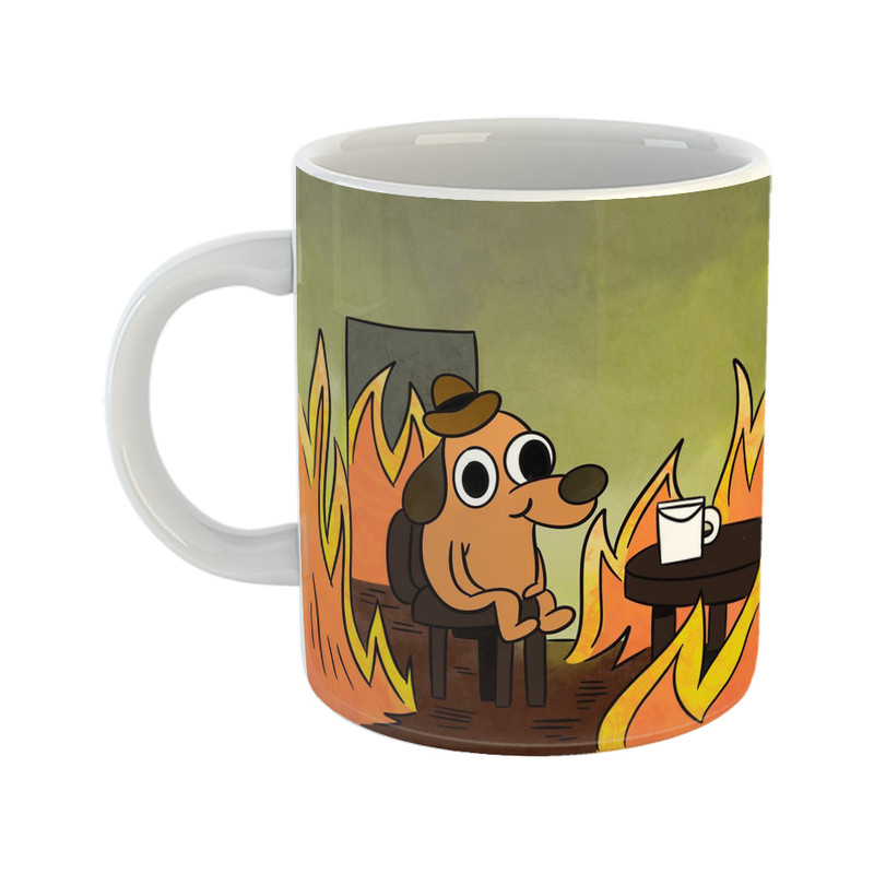 ماگ هومر ماگ مدل سگ و آتش طرح this is fine