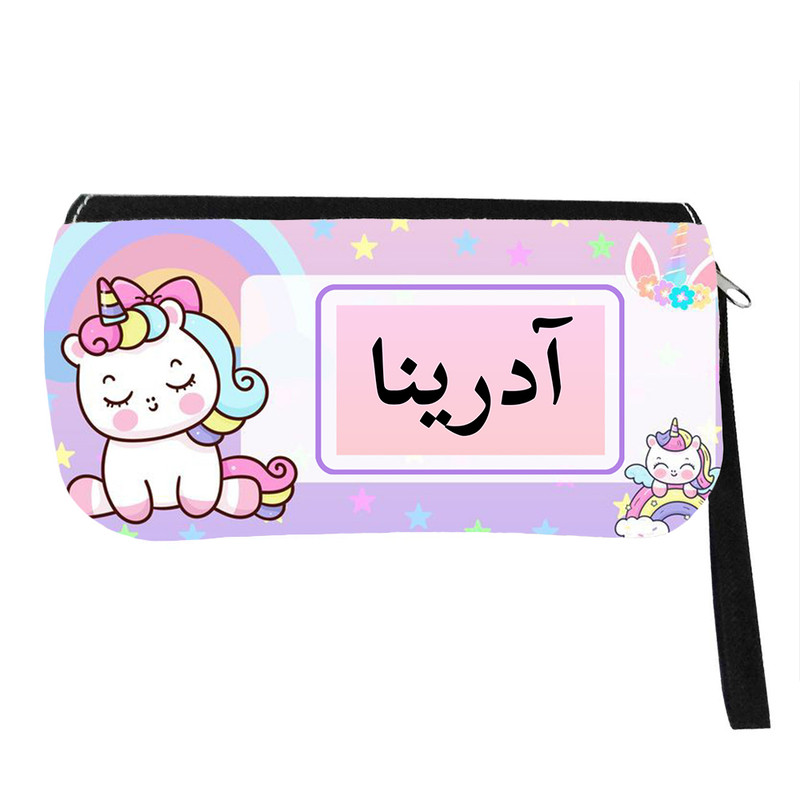 جامدادی پاد آفرین مدل فانتزی کارتونی تک شاخ دخترانه اسم آدرینا کد p425