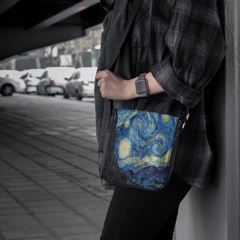 کیف دوشی طرح نقاشی شب پر ستاره ونگوگ The Starry Night Van Gogh