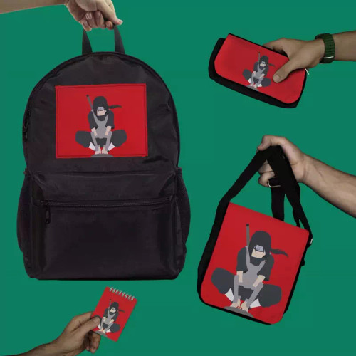 ست دانش آموزی انیمه naruto Itachi Uchiha ناروتو ایتاچی اوچیها شامل کوله و جامدادی و دفترچه و کیف دوشی